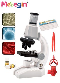 MEBEGIN 10 Pcs Microscope Kit, Beginner Metal Microscope Kit with Mobile Phone Holder, Complete Science Kit, Laboratory and Esperiment Kit with 1200X Microscope, Educational and Scientific Toys for Kids Aged 3+, 2 AA Batteries Required(Not Included), 12*8*22cm  - Image 1