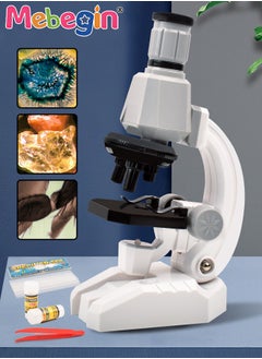 MEBEGIN 10 Pcs Microscope Kit, Beginner Metal Microscope Kit with Mobile Phone Holder, Complete Science Kit, Laboratory and Esperiment Kit with 1200X Microscope, Educational and Scientific Toys for Kids Aged 3+, 2 AA Batteries Required(Not Included), 12*8*22cm  - Image 2