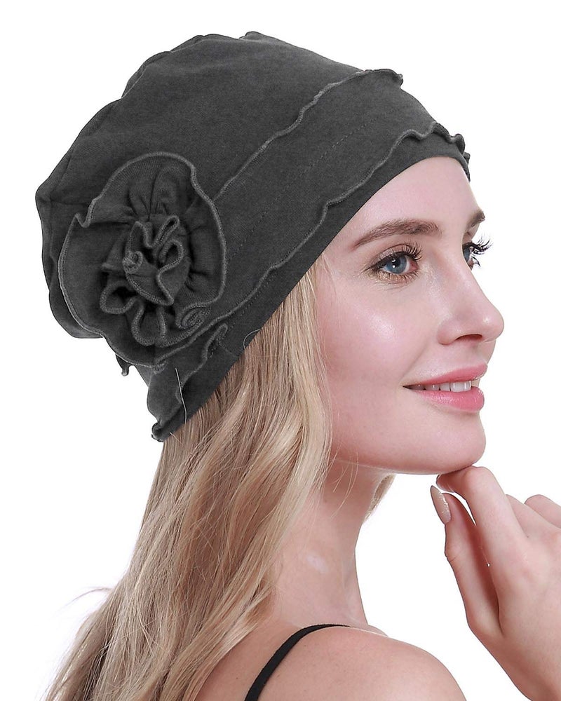 osvyo Chemo Headwear Turban Cap for Women - Cancer Beanie Hair Loss Sealed Packaging Dark Grey - Image 1