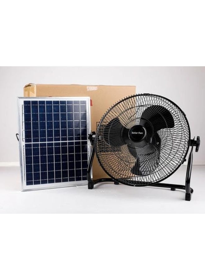 Rechargeable Solar Fan, DC Motor Quiet 12 Inch Pedestal Fan Oscillating Movement Fan Head 3 Speed with Solar Panel Rechargeable Portable Fan for Office Home Outdoor Camping (With Usb Port)