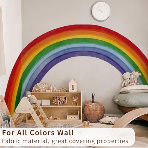 astrkiz Fabric Large Rainbow Wall Decals Peel and Stick, Precut Original Hand Drawn Colorful Vigor Watercolor Full Rainbow Wall Sticker Decor for Kids Bedroom Living Room Playroom, 75" X 43.3" - Image 5