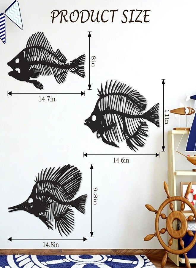 Bnesi Nautical Large Wall Decor Skeleton Fish Wall Art Fish Wall Decor for Coastal Beach House Decor Unique Nautical Wall Art for Living Room Bedroom Ocean Themed Home Decoration (Large) - Image 3