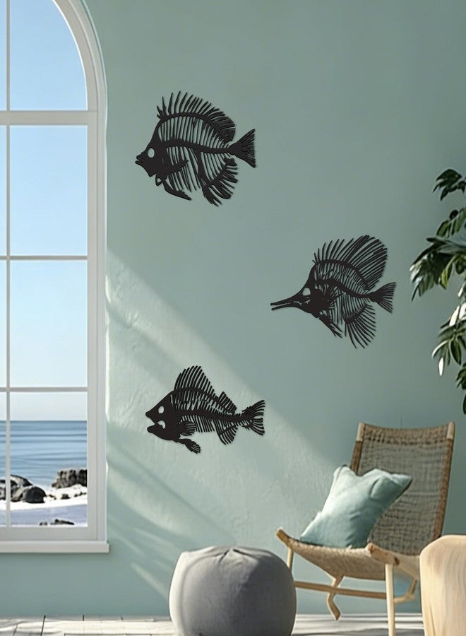 Bnesi Nautical Large Wall Decor Skeleton Fish Wall Art Fish Wall Decor for Coastal Beach House Decor Unique Nautical Wall Art for Living Room Bedroom Ocean Themed Home Decoration (Large) - Image 2