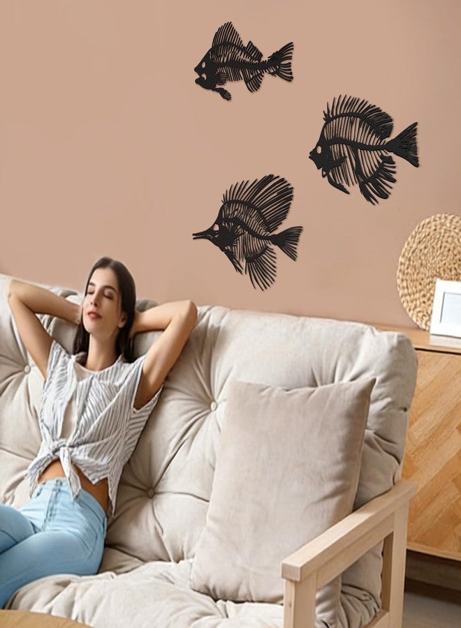 Bnesi Nautical Large Wall Decor Skeleton Fish Wall Art Fish Wall Decor for Coastal Beach House Decor Unique Nautical Wall Art for Living Room Bedroom Ocean Themed Home Decoration (Large) - Image 5