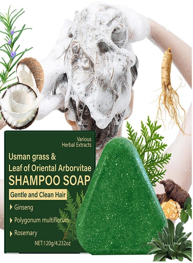 Grospe 2 Pack Nature Triangle Shampoo Bar,Usman Grass Shampoo Soap with VariousHerbal Extracts,Gentle Clean Hair Solid Shampoo Bar,Repair fork,Smooth & Strengthens Hair for Women and Mens - Image 5