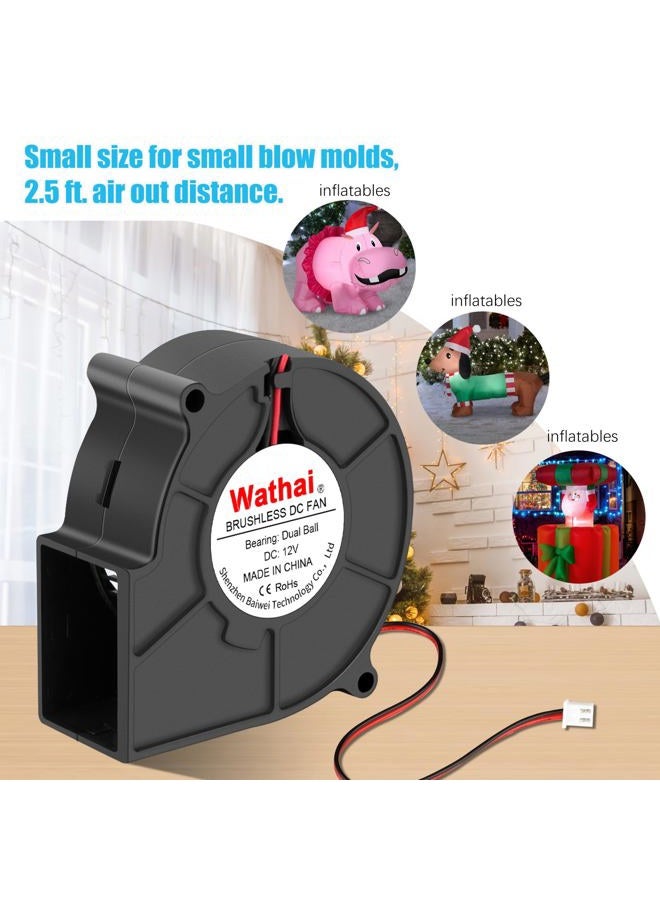 Wathai 75mm x 30mm 12V Blower Cooling Fan Dual Ball 12 Volt DC Centrifugal Fan 2pin for Amplifier RV Fridge Computer Case Ventilation or Project Replacement Part kit - Image 3