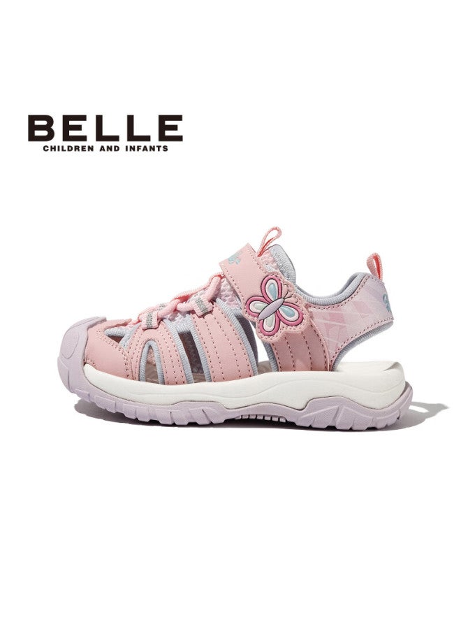 Belle Kids Sandals Summer Boys Girls Beach Shoes Closed-toe Outdoor Sports Soft Sole Toddler Shoes Pink Size 29 - Image 5