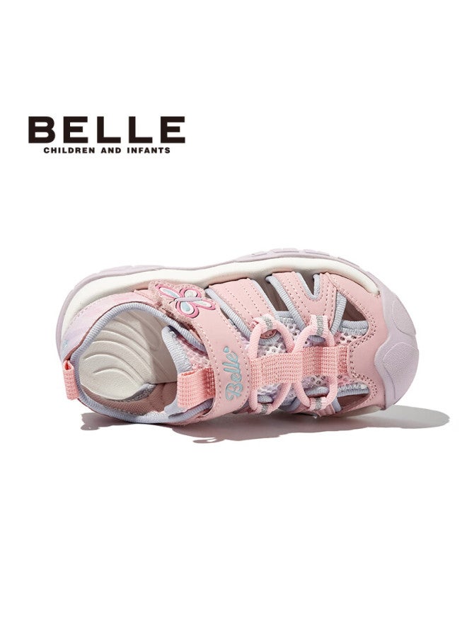 Belle Kids Sandals Summer Boys Girls Beach Shoes Closed-toe Outdoor Sports Soft Sole Toddler Shoes Pink Size 29 - Image 3