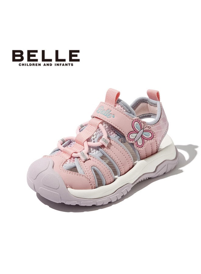Belle Kids Sandals Summer Boys Girls Beach Shoes Closed-toe Outdoor Sports Soft Sole Toddler Shoes Pink Size 29 - Image 2