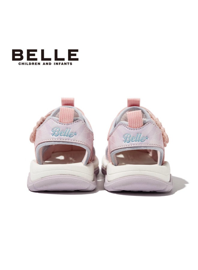 Belle Kids Sandals Summer Boys Girls Beach Shoes Closed-toe Outdoor Sports Soft Sole Toddler Shoes Pink Size 29 - Image 4