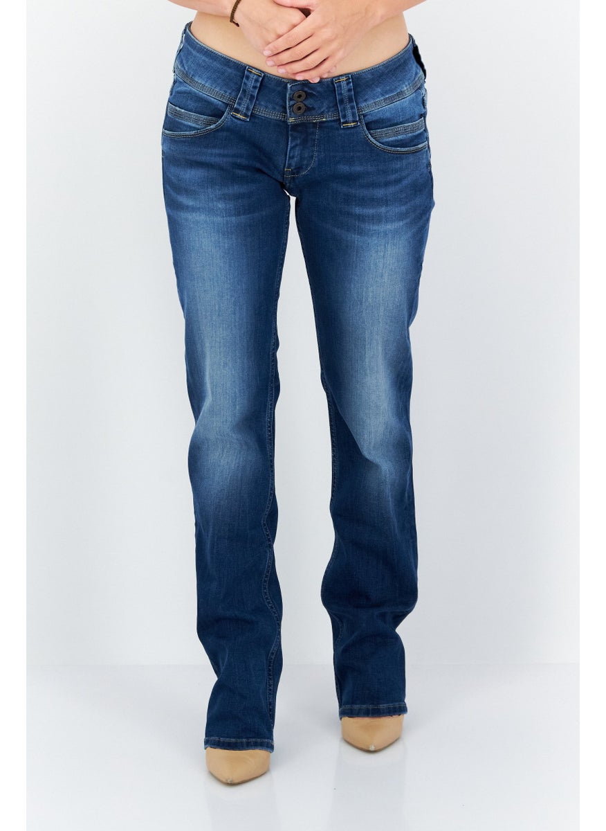 Pepe Jeans Women Straight Fit Washed Stretchable Denim, Blue  - Image 1