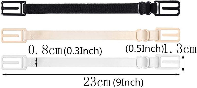 SUMAJU 6 Pcs Bra Straps Clips, Racerback Bra Clips, Elastic Adjustable Non-Slip Strap and Round Bra Straps Holder Women�s Black, White, Beige for Full Cup Size - Image 3