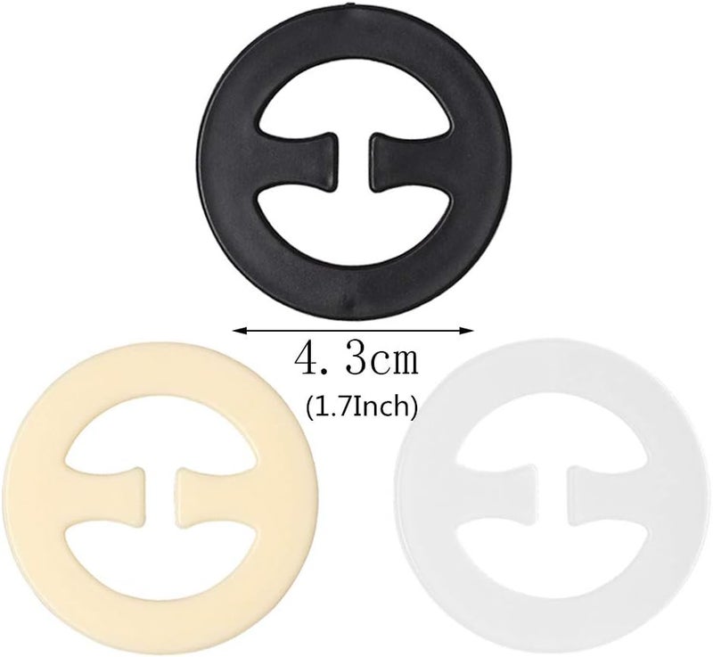 SUMAJU 6 Pcs Bra Straps Clips, Racerback Bra Clips, Elastic Adjustable Non-Slip Strap and Round Bra Straps Holder Women�s Black, White, Beige for Full Cup Size - Image 4