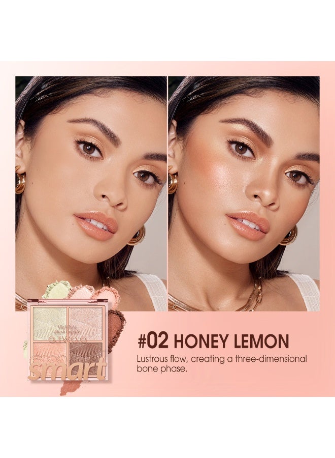 O.TWO.O Smart Highlighter & Blush Palette 02 Honey Lemon - 11g - Image 2