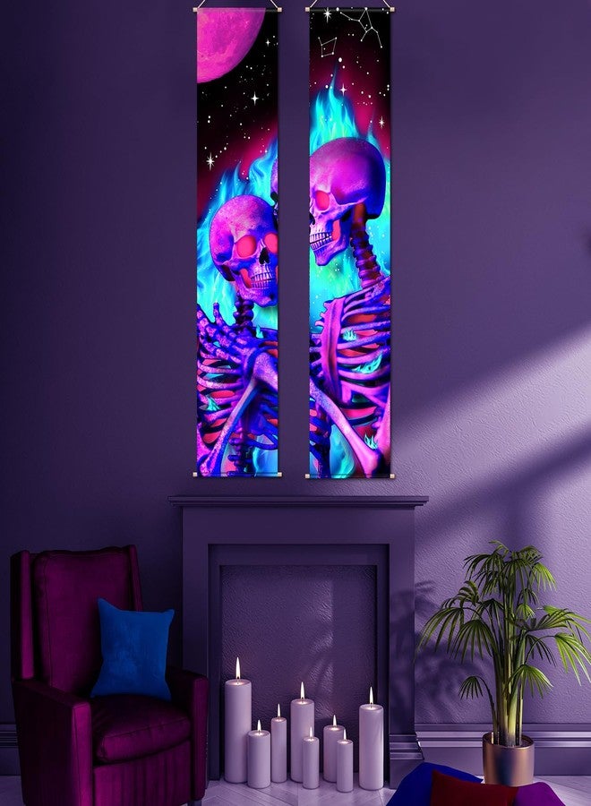 Tiamon 2 Pieces Black Light Art Wall Decor Trippy Blacklight Tapestry UV Reactive Tapestry Poster Banner Aesthetic Room Hanging Backdrop for Hippie Bedroom Home Halloween Decoration - Image 5