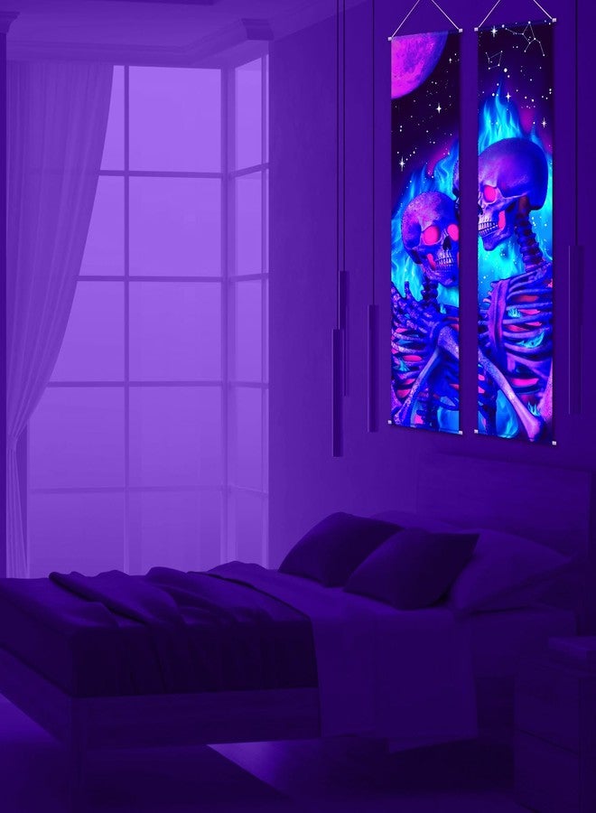 Tiamon 2 Pieces Black Light Art Wall Decor Trippy Blacklight Tapestry UV Reactive Tapestry Poster Banner Aesthetic Room Hanging Backdrop for Hippie Bedroom Home Halloween Decoration - Image 4