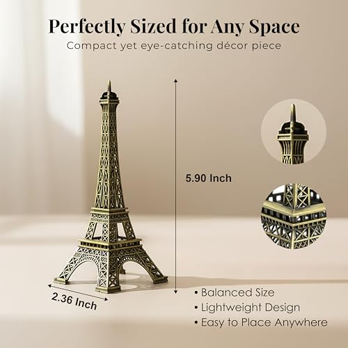 HindCraft Home Decor Eiffel Tower Showpiece – 15cm Metal Paris Replica for Home Décor, Elegant Decorative Statue for Living Room, Office, Bedroom for Travelers, Souvenir Collectors, & Housewarming - Image 2