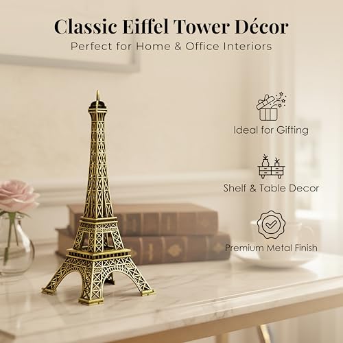 HindCraft Home Decor Eiffel Tower Showpiece – 15cm Metal Paris Replica for Home Décor, Elegant Decorative Statue for Living Room, Office, Bedroom for Travelers, Souvenir Collectors, & Housewarming - Image 3