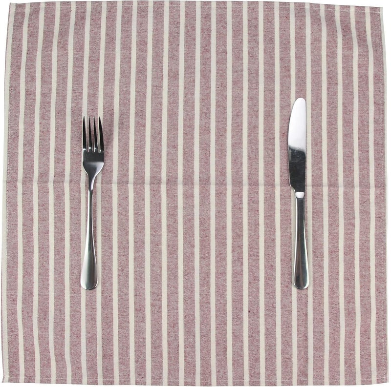 INFEI Broad Striped Cotton Blended Dinner Cloth Napkins  Set of 12 17 x 17 inches  for Xmas Parties Events  Home Use Rust Red - Image 4