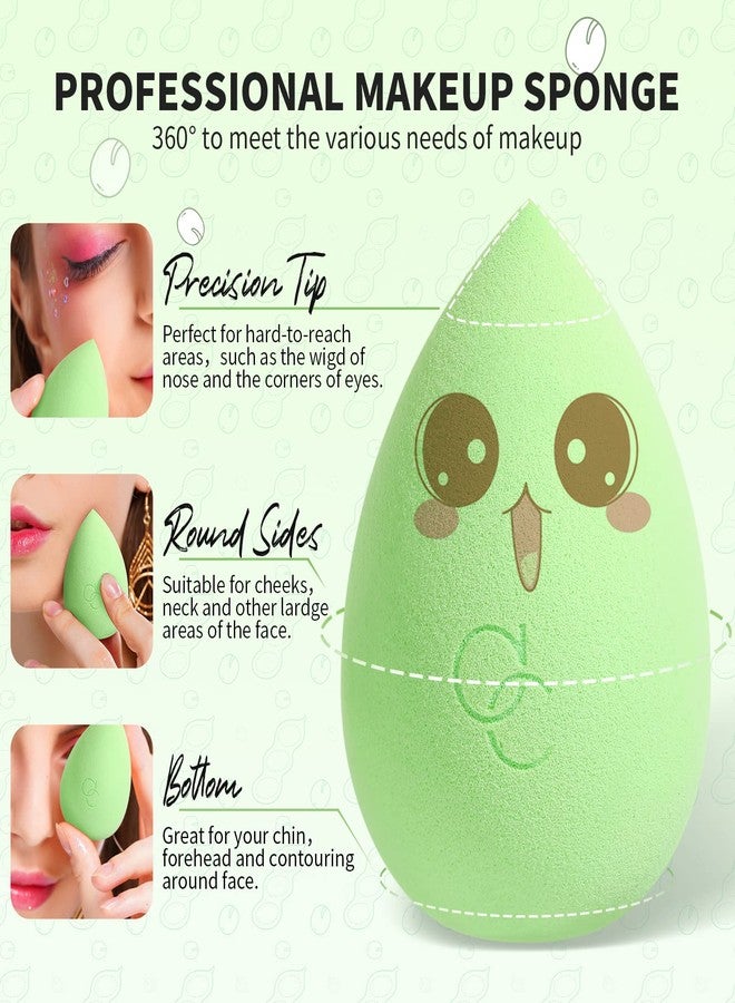 Docolor Makeup Sponge, Foundation Blending Beauty Sponge Dry & Wet Use for Powder Cream or Liquid Application Professional Makeup Tool (3 Pcs, Pea Pod) - Image 2
