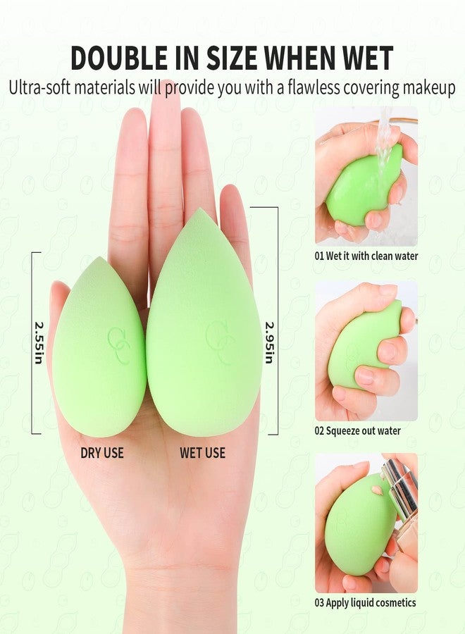Docolor Makeup Sponge, Foundation Blending Beauty Sponge Dry & Wet Use for Powder Cream or Liquid Application Professional Makeup Tool (3 Pcs, Pea Pod) - Image 5