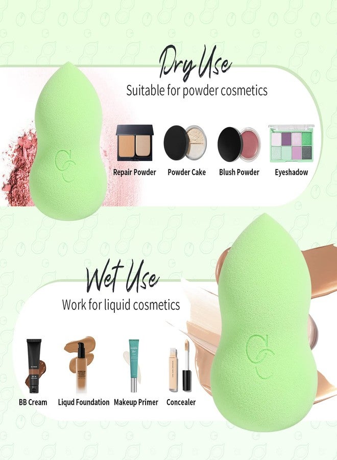 Docolor Makeup Sponge, Foundation Blending Beauty Sponge Dry & Wet Use for Powder Cream or Liquid Application Professional Makeup Tool (3 Pcs, Pea Pod) - Image 3