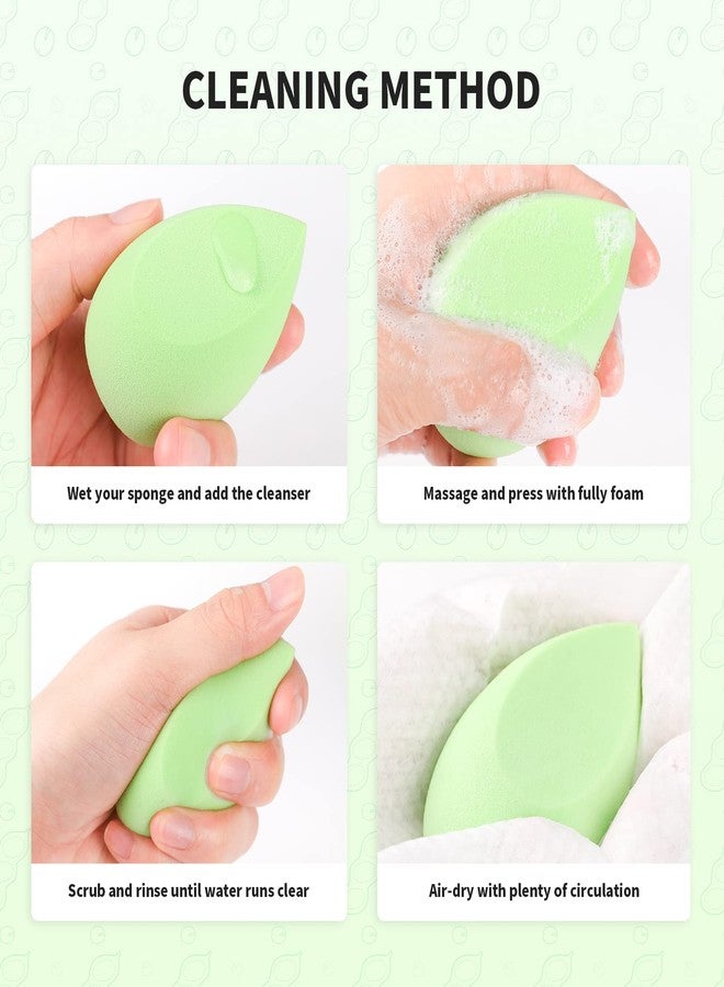 Docolor Makeup Sponge, Foundation Blending Beauty Sponge Dry & Wet Use for Powder Cream or Liquid Application Professional Makeup Tool (3 Pcs, Pea Pod) - Image 4