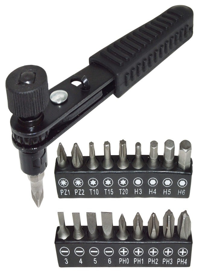 EX ELECTRONIX EXPRESS Right Angle Close Quarters Ratcheting Reversible Screwdriver Set with 18 Bits by EX ELECTRONIX EXPRESS - Image 1