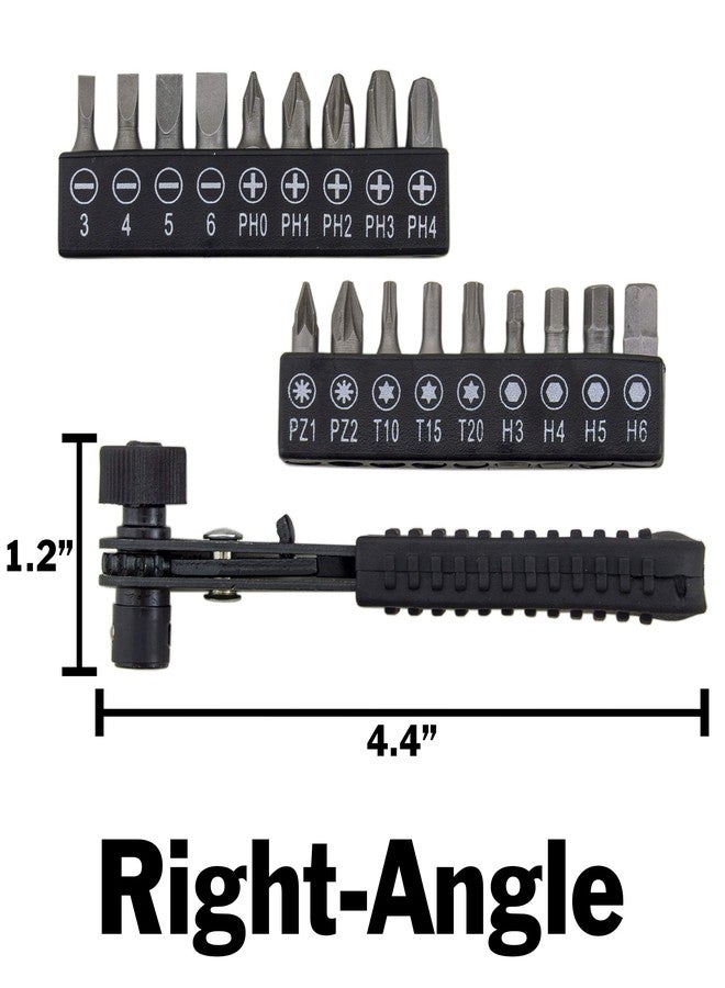 EX ELECTRONIX EXPRESS Right Angle Close Quarters Ratcheting Reversible Screwdriver Set with 18 Bits by EX ELECTRONIX EXPRESS - Image 5