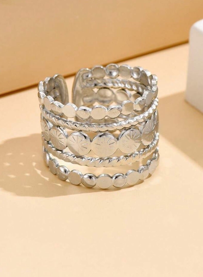 Equal Luxury & Elegant Silver Stainless Steel Ring For Women One Size - Image 2