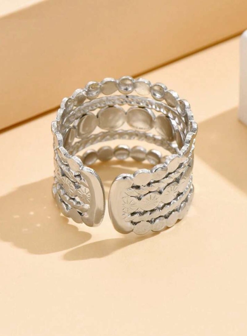 Equal Luxury & Elegant Silver Stainless Steel Ring For Women One Size - Image 3