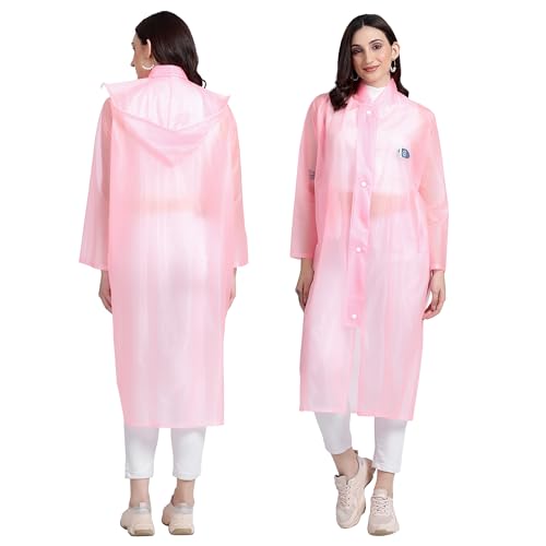 HACER Victoria Raincoat Waterproof Full Length Rainwear with Hood and Pockets for Women & Ladies Carry Bag Included- (Random Color, Size- 48, Large) - Image 1
