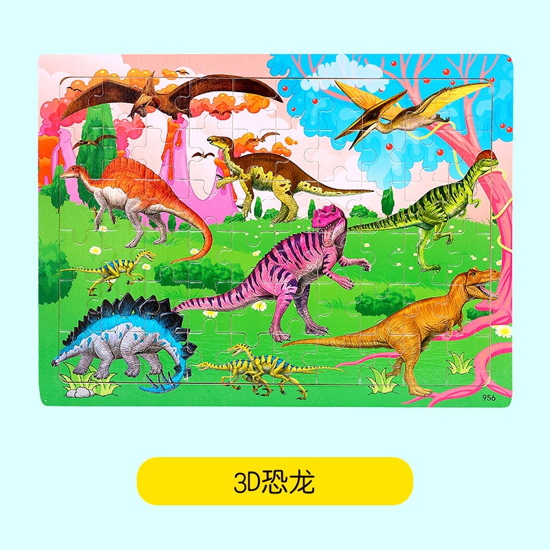 Wooden 60 Piece Puzzle Children'S Animal Cartoon Fairy Tales Plane Puzzle Baby Early Education Educational Building Blocks Toy - Image 1