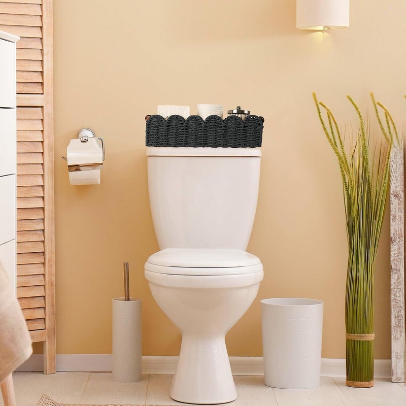 HOSROOME Toilet Paper Storage Basket Bathroom Counter Organizer Wicker Baskets for Organizing Cute Basket for Bedroom Nursery Room Kitchen Bathroom Decor -Black - Image 3