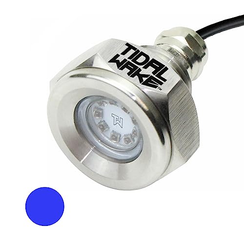 Tidal Wake IP68 Underwater 1/2in Standard Boat Drain Plug LED Light Built-in Driver & Overheat Protection 3 Yr/50,000hr Warranty, 316 Stainless Steel, 12-30v/27w,1800 lumen w/Storage Bag (Blue) - Image 1