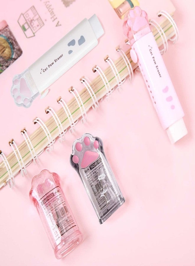 keepsweat 2 Pcs Cat Paw Cute Pencil Sharpener and 2 Pcs Retractable Eraser Push Pull Design Kawaii Cat Eraser,Pencil Sharpeners Manual for Kids Rubber Aesthetic Erasers Student Home School Supplies - Image 5
