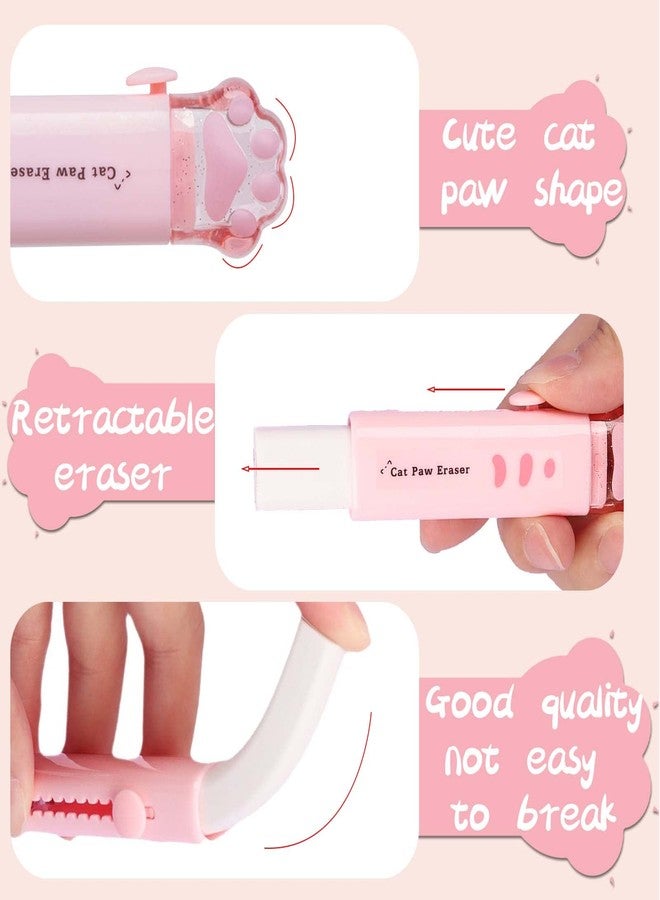 keepsweat 2 Pcs Cat Paw Cute Pencil Sharpener and 2 Pcs Retractable Eraser Push Pull Design Kawaii Cat Eraser,Pencil Sharpeners Manual for Kids Rubber Aesthetic Erasers Student Home School Supplies - Image 3