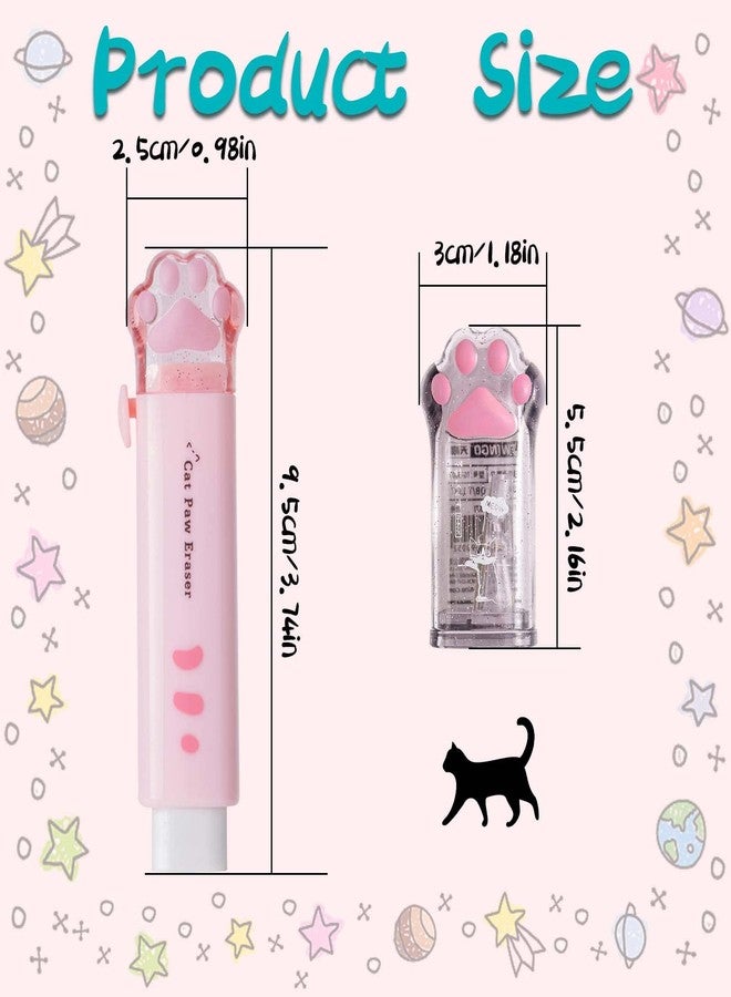 keepsweat 2 Pcs Cat Paw Cute Pencil Sharpener and 2 Pcs Retractable Eraser Push Pull Design Kawaii Cat Eraser,Pencil Sharpeners Manual for Kids Rubber Aesthetic Erasers Student Home School Supplies - Image 2