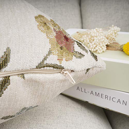 YOUR SMILE Embroidery Jacquard White Floral Leaf Pattern Square Decorative Throw Pillow Case Cushion Cover,18x18 inch - Image 5
