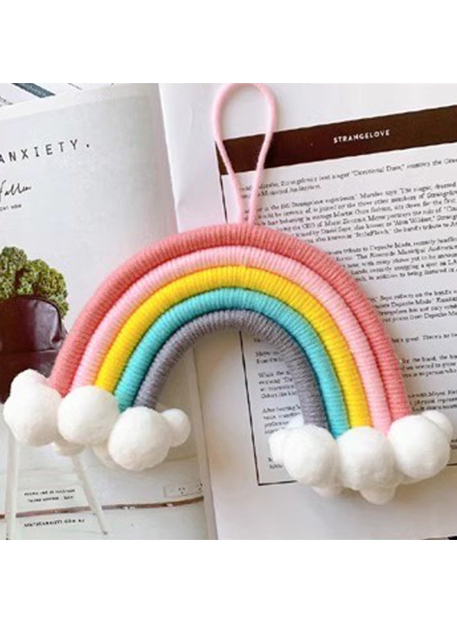 Handcrafted Rainbow Cloud Tent Children's Game House Wall Hanging Decorative Piece For Bedroom Background Home Decoration-Color:hairball Rainbow  - Image 2