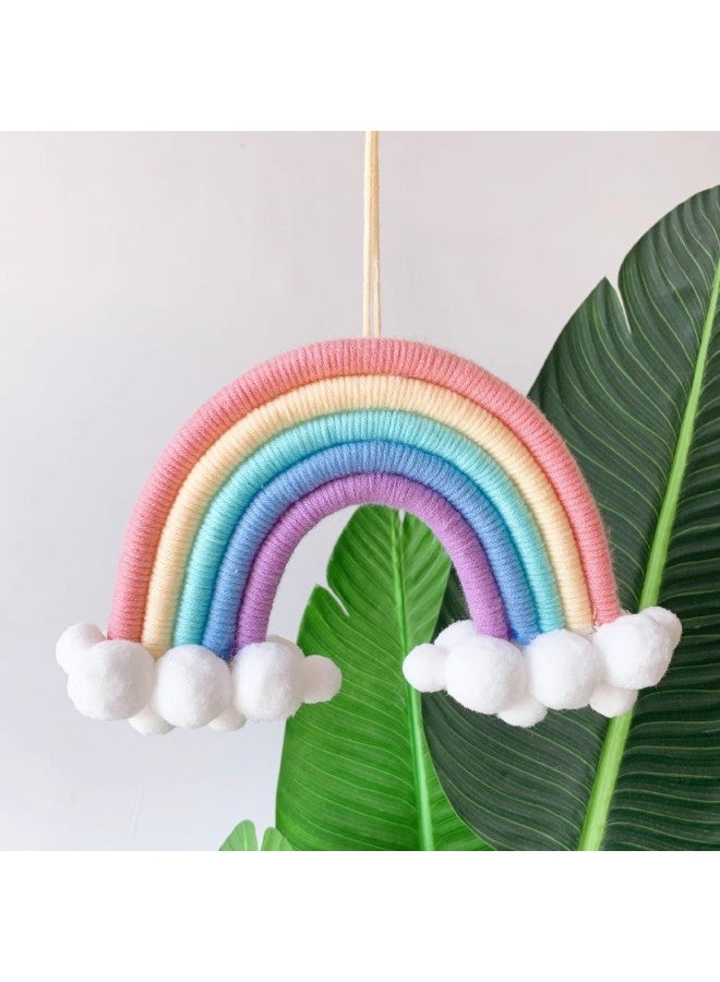 Handcrafted Rainbow Cloud Tent Children's Game House Wall Hanging Decorative Piece For Bedroom Background Home Decoration-Color:hairball Rainbow  - Image 4