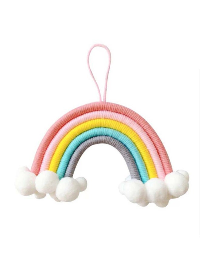 Handcrafted Rainbow Cloud Tent Children's Game House Wall Hanging Decorative Piece For Bedroom Background Home Decoration-Color:hairball Rainbow  - Image 5