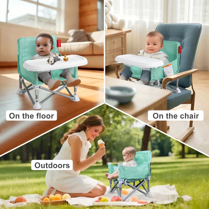 Tiny Marvels Portable Booster Seat, Foldable Baby High Chair with Removable Tray, Safety Harness & Carry Bag â€“ for Toddlers Ages 6M-3Y, Ideal for Dining, Travel, Camping & Family Time - Image 5