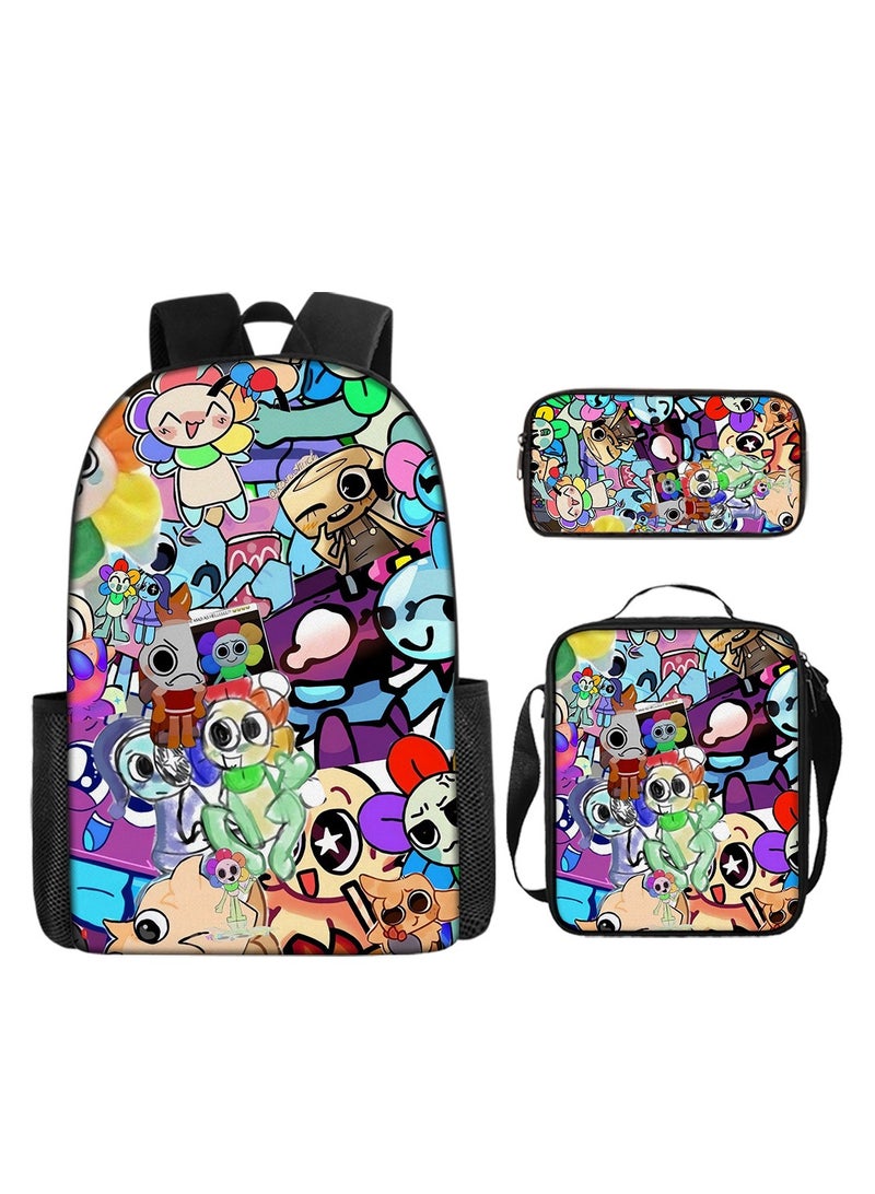 Backpacker 3D Dandy's World Print School Backpack Backpack 29*16*42CM + Shoulder Bag 19*6*23CM + Pen Bag 24*7*11CM Three-piece Set - Image 1
