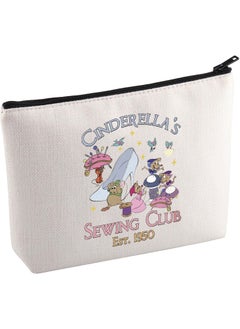 KUIYAI KUIYAI Princess Movie Merchandise Cosmetic Bag Jaq and Gus Lovers Gift WDW Character Gift Cinderella's Sewing Club Est 1950 Makeup Bag (Cinderella1950Mup) 