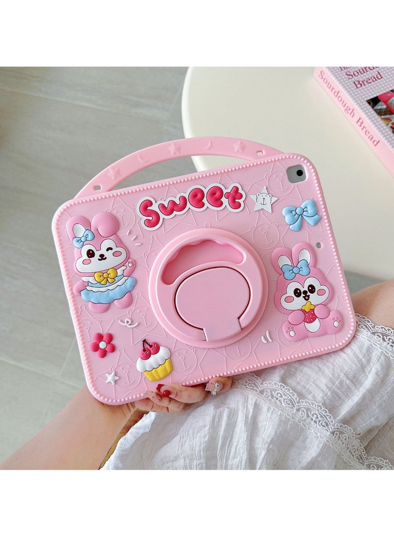 Cute Cartoon iPad Case for 10.2-inch (2019/2020/2021) with 360° Rotating Stand and Silicone Shockproof Cover - Image 4