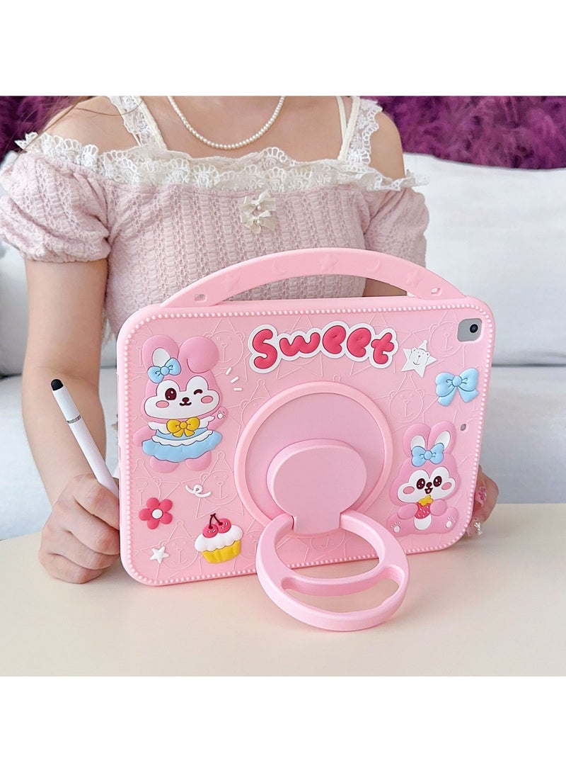 Cute Cartoon iPad Case for 10.2-inch (2019/2020/2021) with 360° Rotating Stand and Silicone Shockproof Cover - Image 3