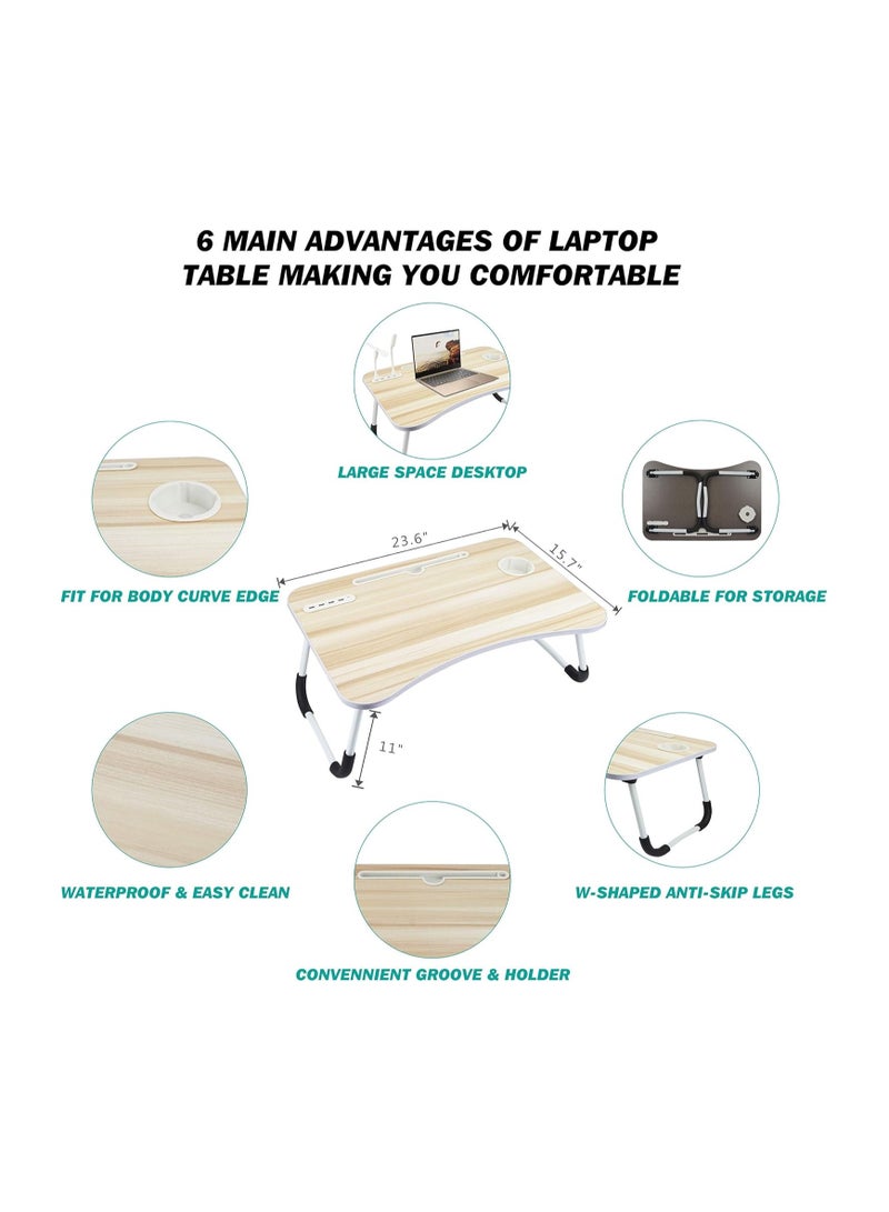 Loquat Portable Folding Laptop Table with iPad Holder, Built-in Fan, LED Light, and Cup Holder - Multi-Functional Bed u0026 Study Table (28x60x40cm)  - Image 5