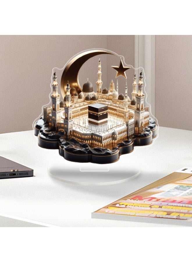 ديكور طاولة الكعبة الأكريليكي ثنائي الأبعاد - زينة أنيقة بتصميم الكعبة المسطحة للمنزل والمكتب والرفوف وغرفة المعيشة (قطعة واحدة) - Image 3