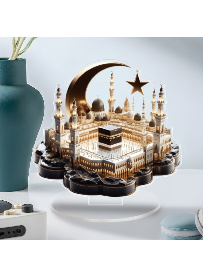 ديكور طاولة الكعبة الأكريليكي ثنائي الأبعاد - زينة أنيقة بتصميم الكعبة المسطحة للمنزل والمكتب والرفوف وغرفة المعيشة (قطعة واحدة) - Image 1